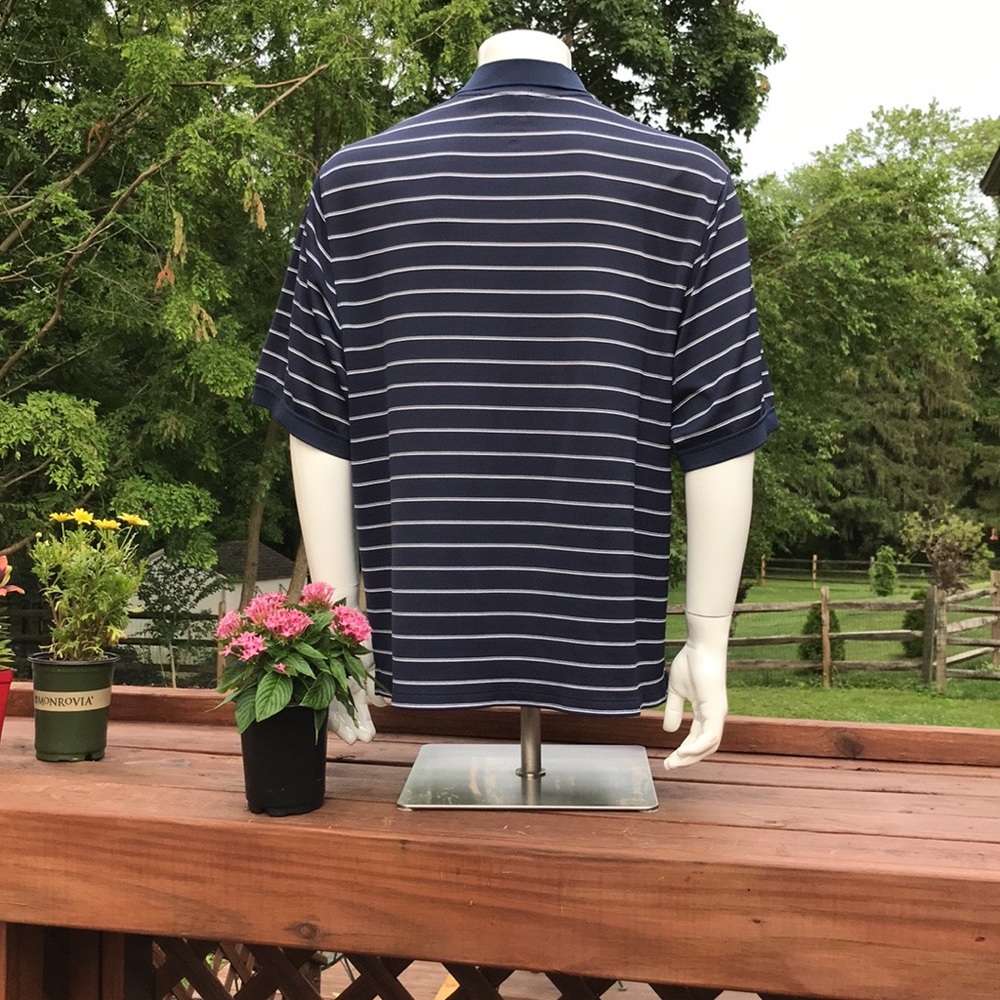 Nike Dri-Fit Polo Mens XL Shirt Blue White Stripes Short Sleeve - Picture 6 of 9